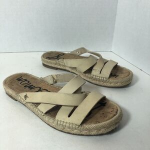 Sam‎ Edelman Flat Sandals Womens Size 5 Averie Espadrille Leather Tan Straps C2